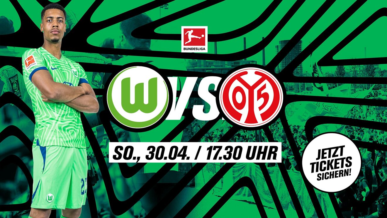 Ein Banner zum Bewerben der Tickets des VfL-Wolfsburg-Heimspiel gegen Mainz.