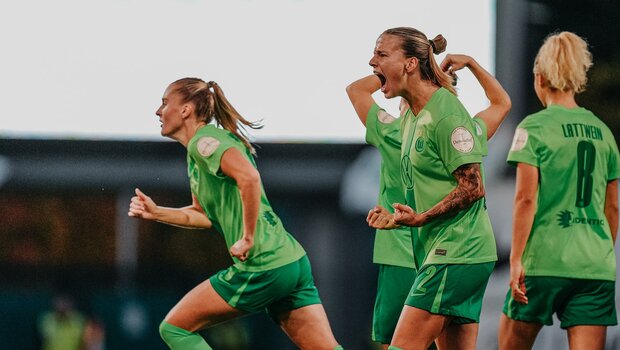 Die VfL-Wolfsburg-Spielerin Lynn Wilms jubelt.