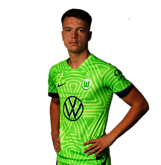 VfL Wolfsburg Spieler Pejcinovic steht seitlich gewandt zur Kamera für sein Kaderbild.