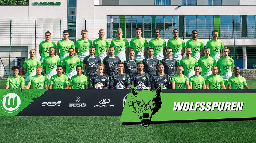 Das offizielle Mannschaftsbild der Männermannschaft des VfL Wolfsburg.
