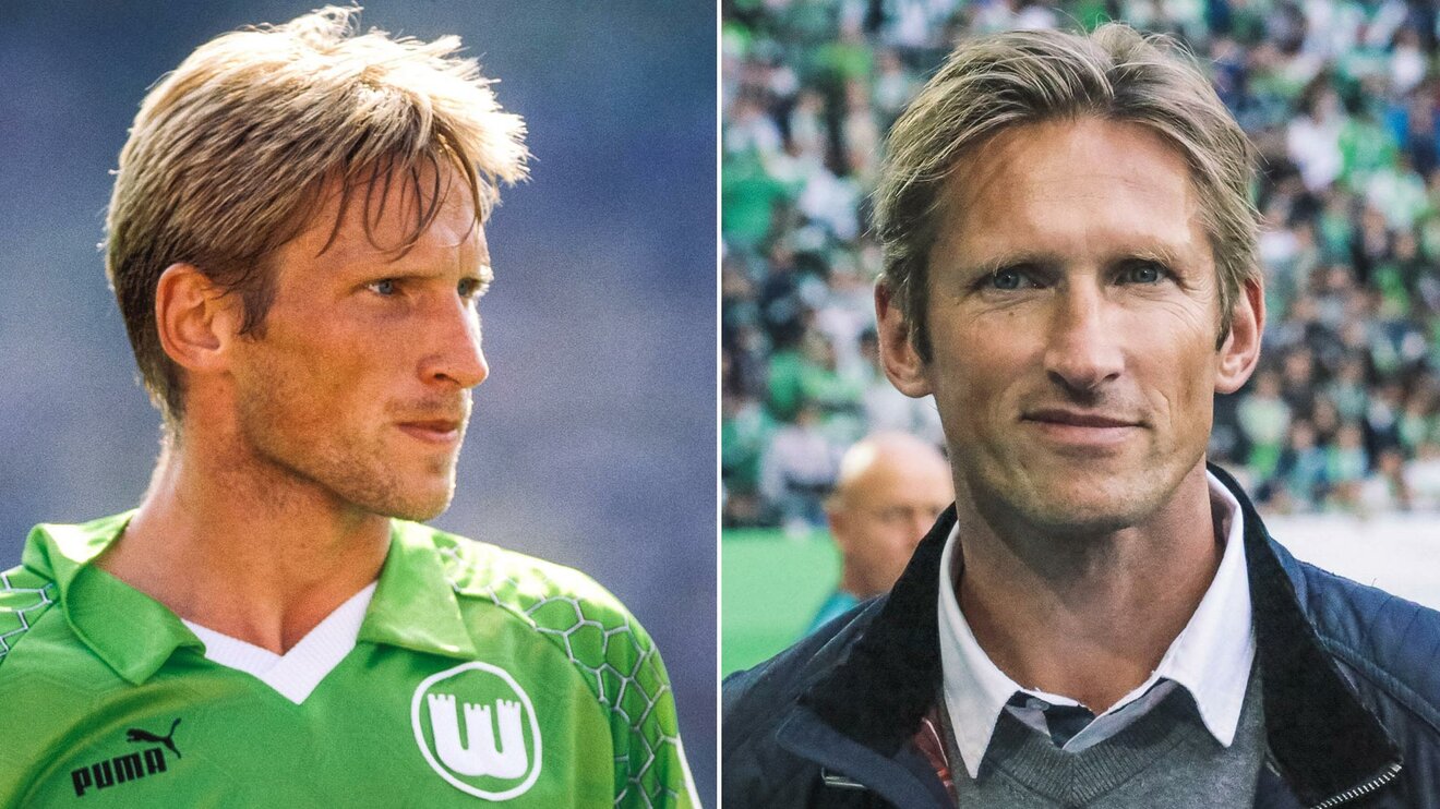 Ein Collage mit zwei Bildern vom ehemaligen VfL-Wolfsburg-Spieler Detlev Dammeier in der Nahaufnahme.