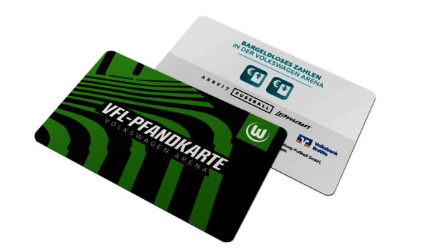 Pfandkarte des VfL-Wolfsburg für die Benutzung im Stadion.