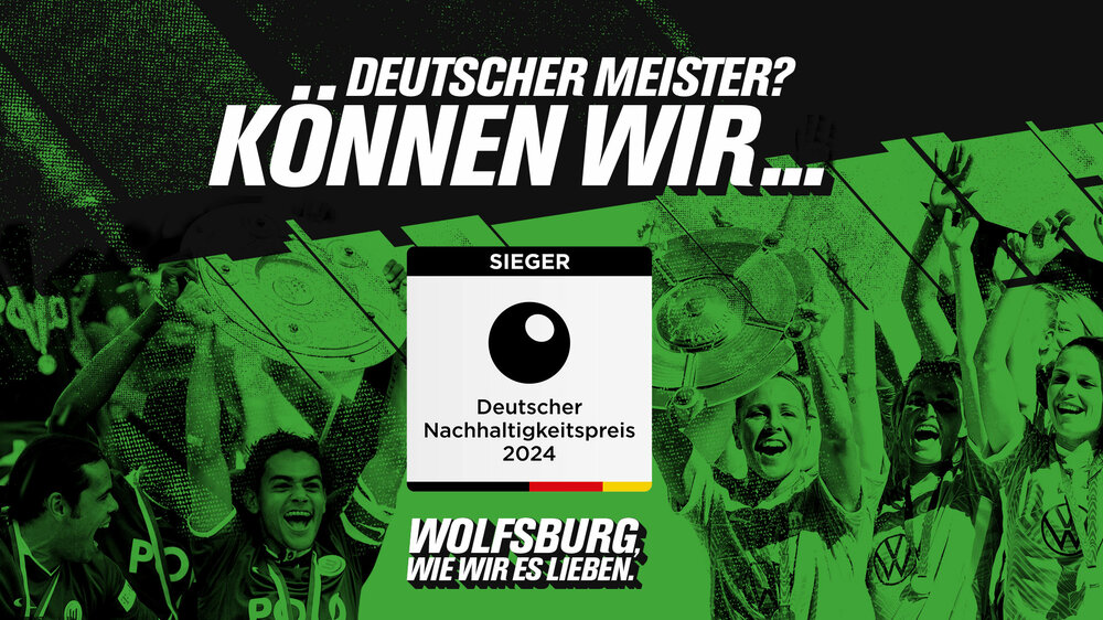 Eine Grafik vom VfL Wolfsburg zum gewonnenen Deutschen Nachhaltigkeitspreis 2024.