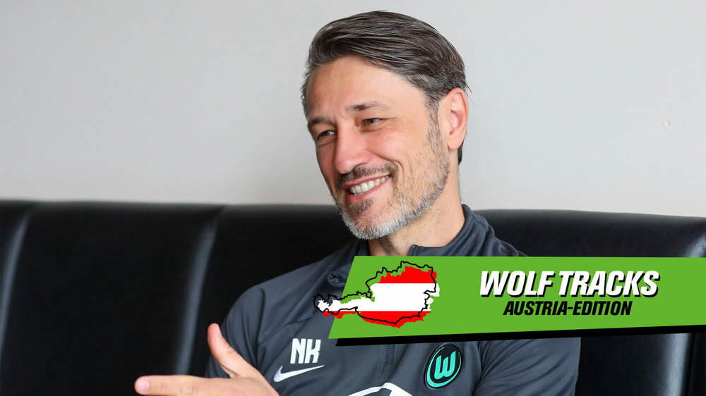 Niko Kovac vom VfL Wolfsburg mit den Schriftzug Wolfstracks.