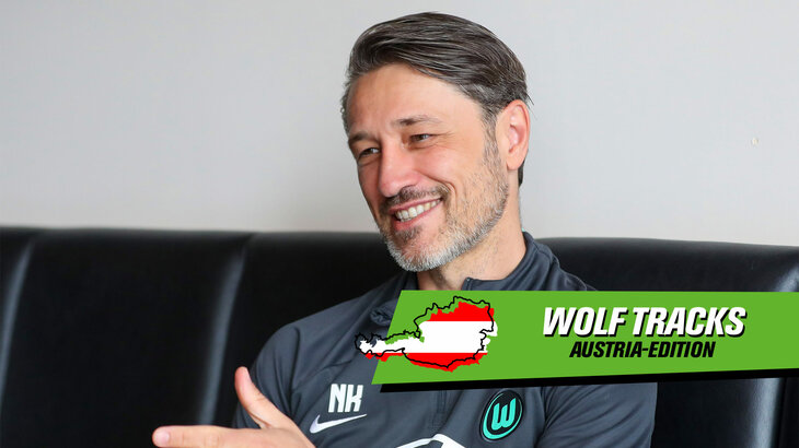 Niko Kovac vom VfL Wolfsburg mit den Schriftzug Wolfstracks.