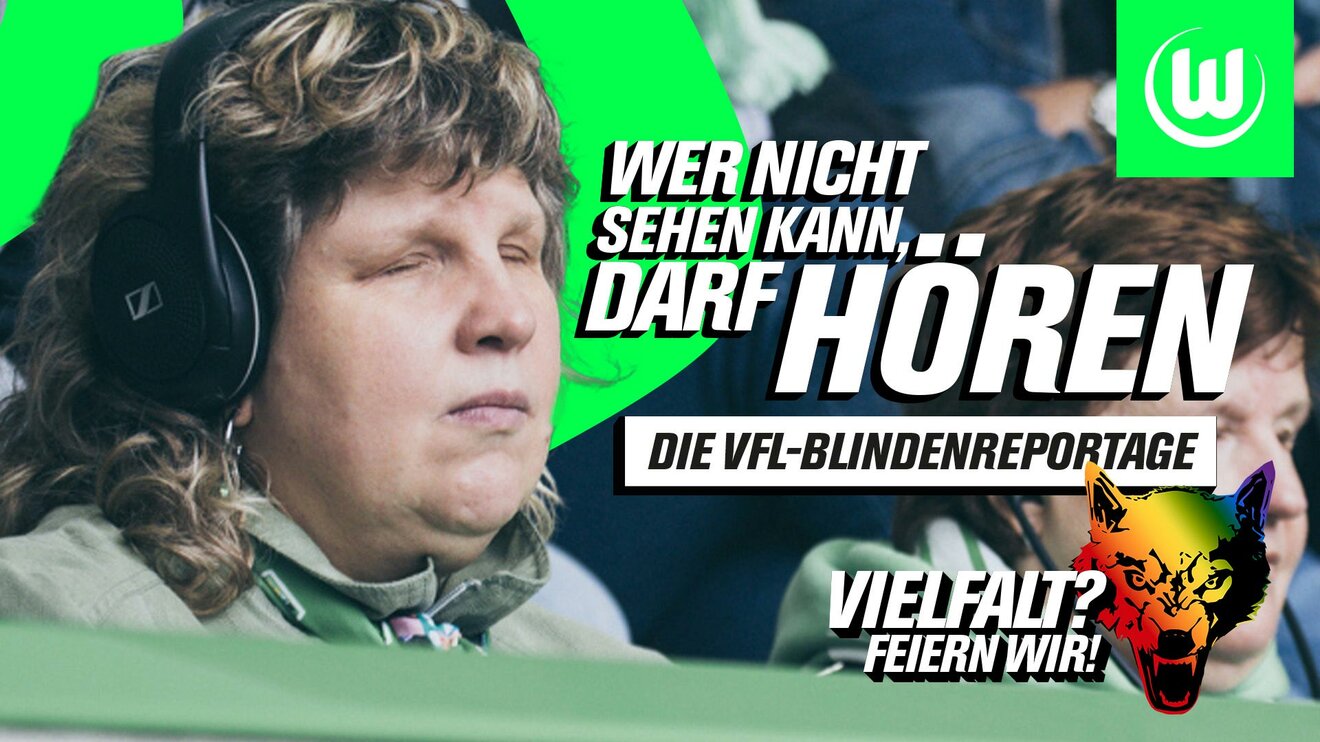 Grafik zur VfL-Blindenreportage bei Spielen des VfL Wolfsburg.
