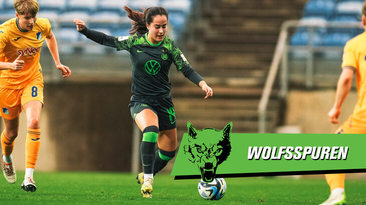 Eine Grafik für die Wolfsspuren mit einem Bild von Blanco auf dem Feld im Spiel gegen Hoffenheim.