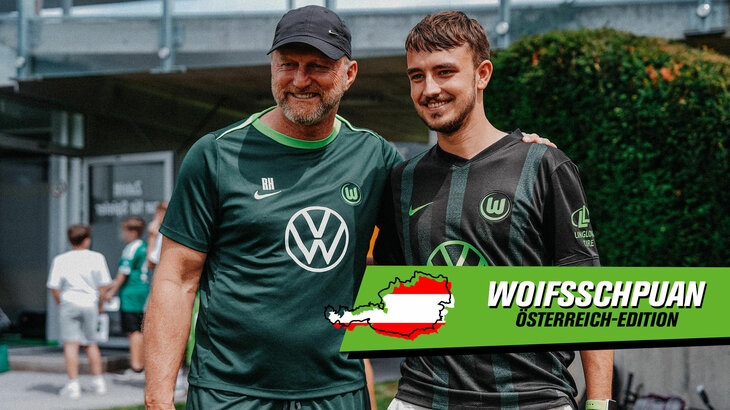 Ralph Hasenhüttl, Trainer vom VfL Wolfsburg, unterhält sich mit einem Fan.