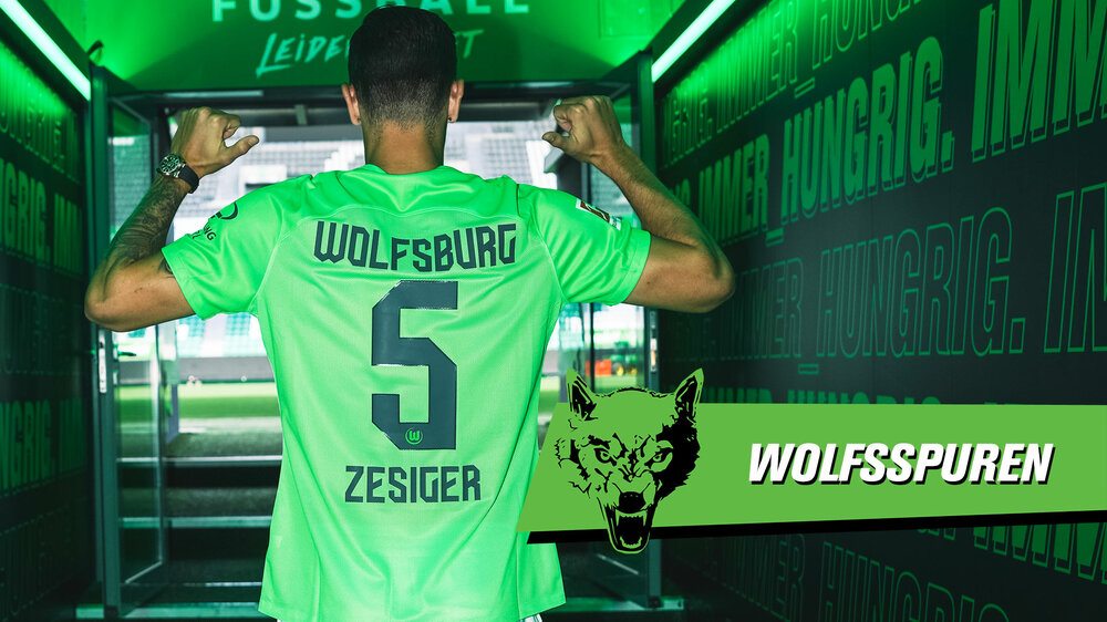 Der VfL-Wolfsburg-Spieler Cedric Zesiger trägt sein neues Trikot mit der Rückennummer 5.