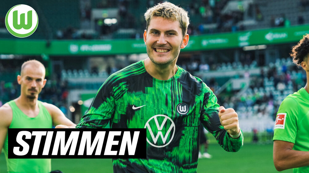 VfL-Wolfsburg-Spieler Jonas Wind ballt die Fäuste und jubelt.