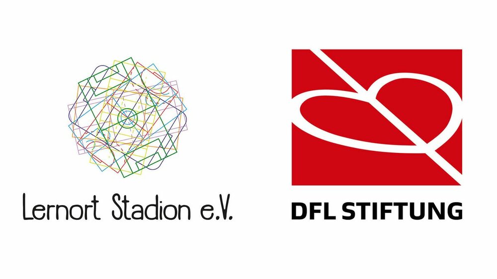 Logo von Lernort Stadion e.V. und DFL Stiftung. Logo von Lernort Stadion e.V. und DFL Stiftung.