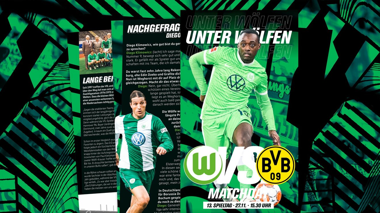Cover des VfL Wolfsburg Magazins "Unter Wölfen" zum Spiel gegen Dortmund.