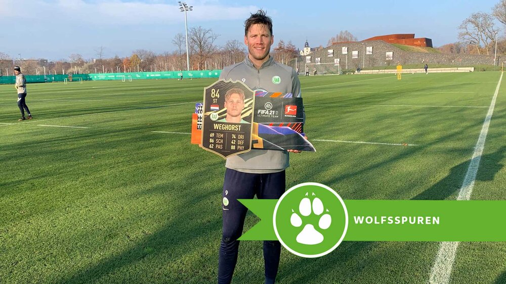 VfL-Wolfsburg-Spieler Weghorst in den Wolfsspuren.