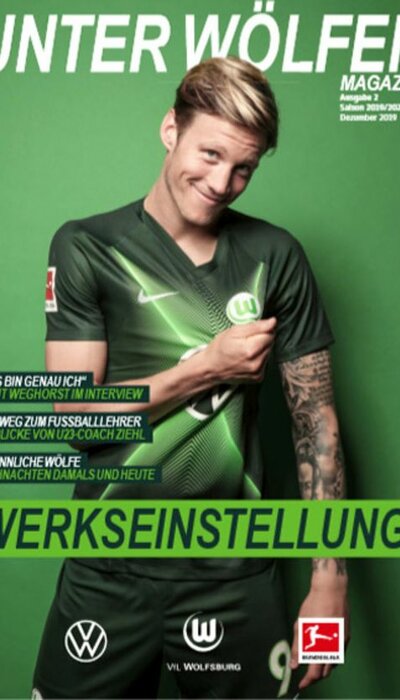 Das Cover vom Unter Wölfen-Magazin des VfL Wolfsburg mit Wout Weghorst.