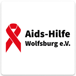 Logo des VfL Wolfsburg Bildungspartners "Aids-Hilfe Wolfsburg e.V.".