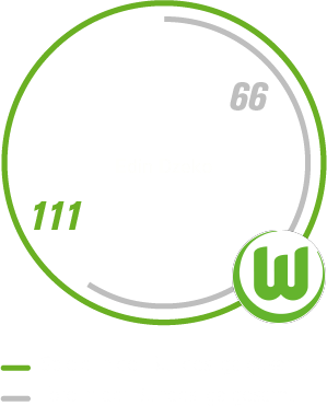 Eine Grafik, die besagt, dass Ex-VfL-Wolfsburg-Spieler Edin Dzeko 111 Bundesliga-Spiele absolviert und dabei 66 Tore geschossen hat.