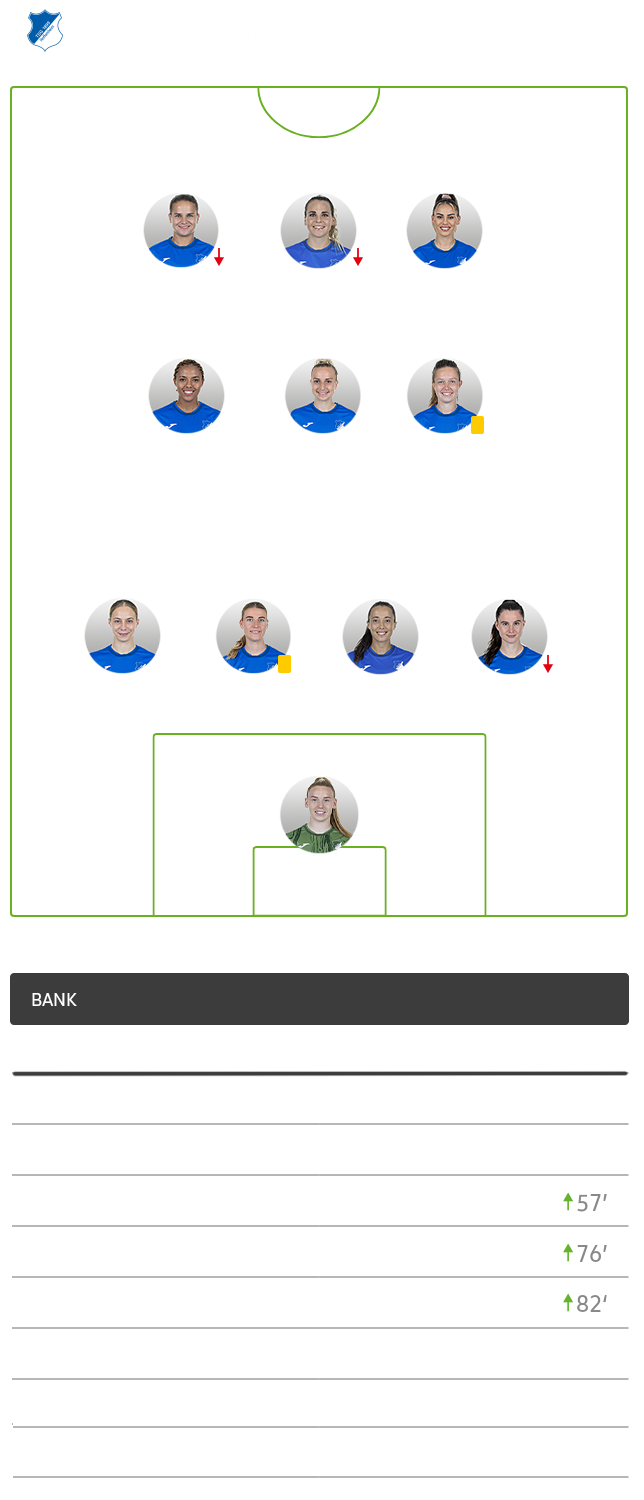 Die taktische Formation von Hoffenheim im Spiel gegen den VfL Wolfsburg im 4-3-3-System.