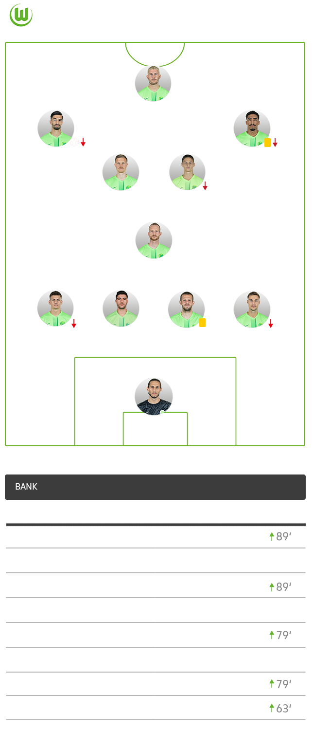 Die Aufstellung der Wölfe im Spiel gegen Hoffenheim.