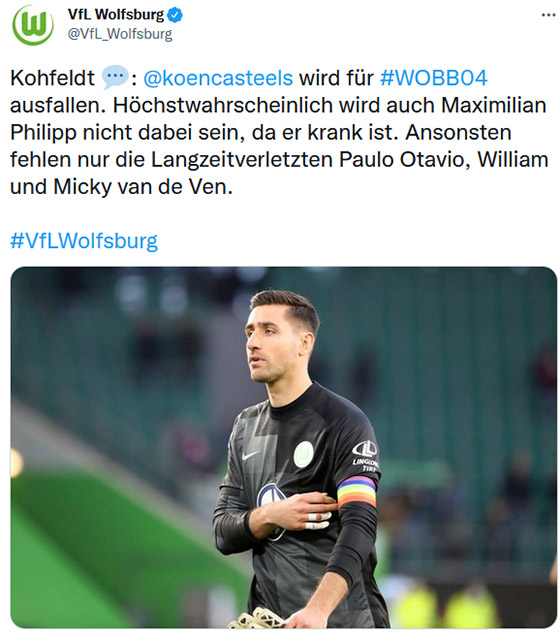 Eine Instagramgrafik mit VfL Wolfsburg-Torhüter Koen Casteels.