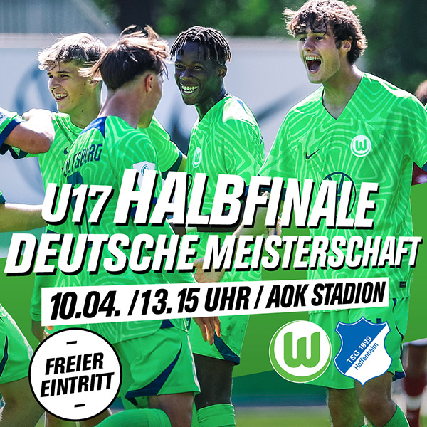 Die U17 des VfL Wolfsburg spielt das Halbfinale der Deutschen Meisterschaft im AOK Stadion.