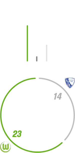 Spielbilanz zwischen dem VfL-Bochum und dem VfL-Wolfsburg.