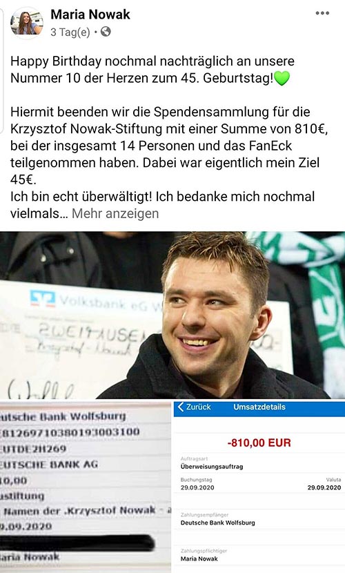 Ein Facebook-Post über Krzysztof Nowak.