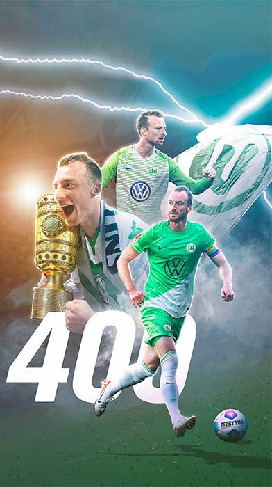 Wallpaper zum 400. Bundesligaspiel von Maximilian Arnold für den VfL Wolfsburg.
