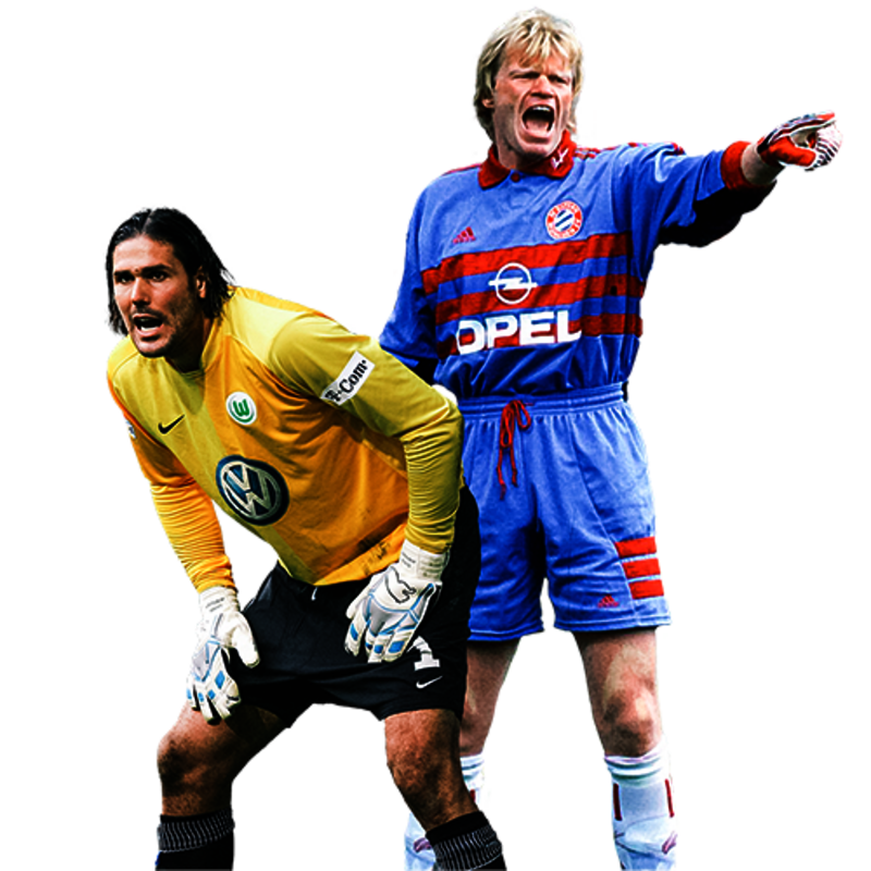Eine VfL-Wolfsburg-Grafik mit Oliver Kahn und Simon Jentzsch.